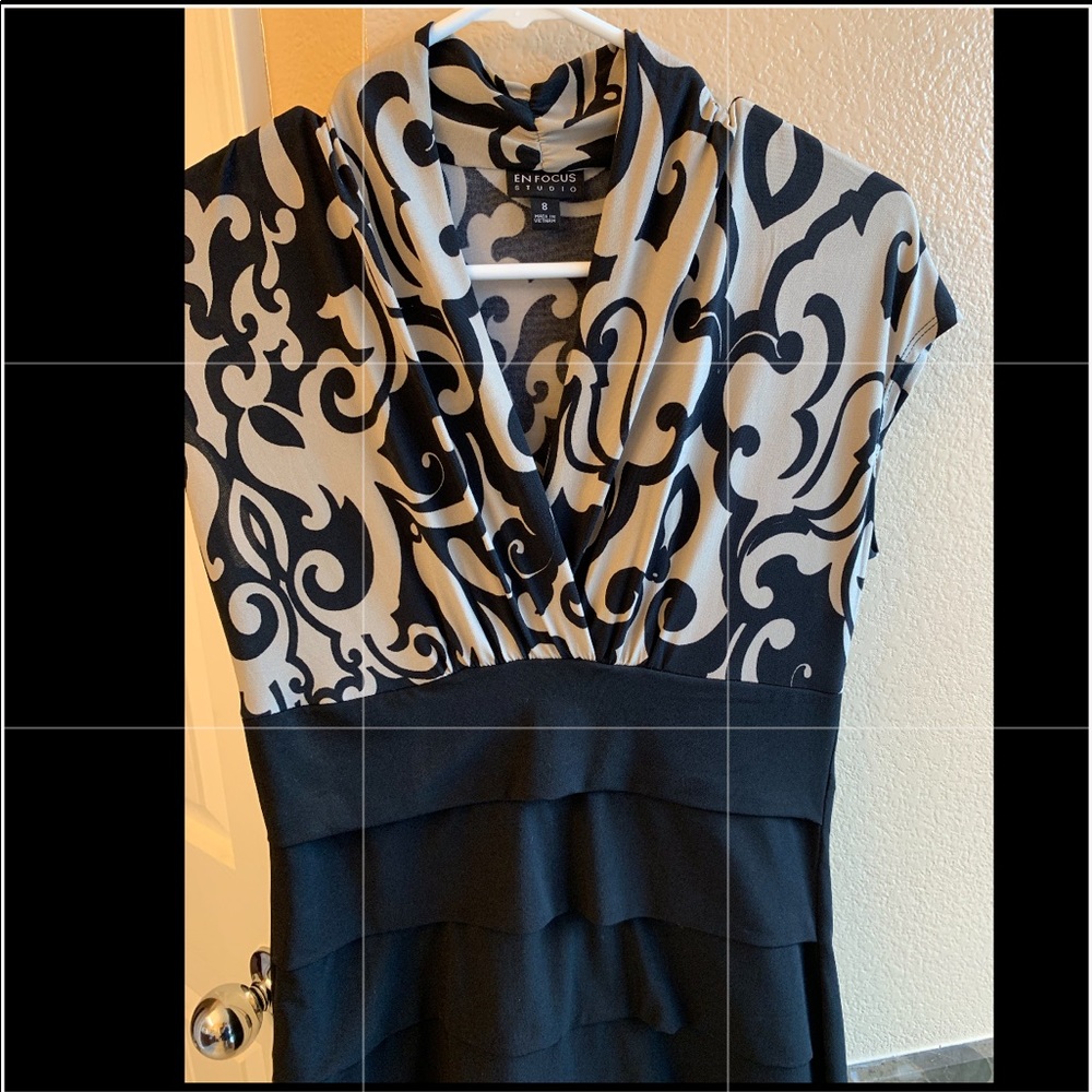 NWOT dress black/beige sheath bodycon Enfocus 8 - Picture 2 of 8